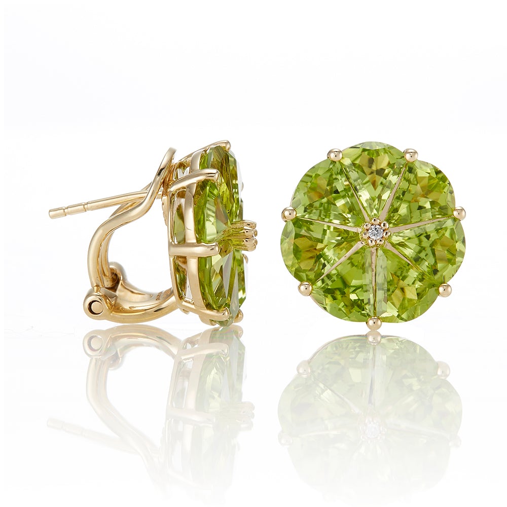 Pinwheel Earrings in Peridot & Diamonds