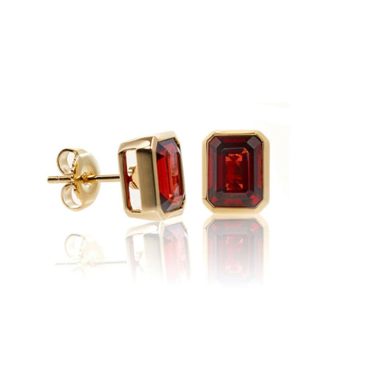 Bezel-Set Garnet Earrings