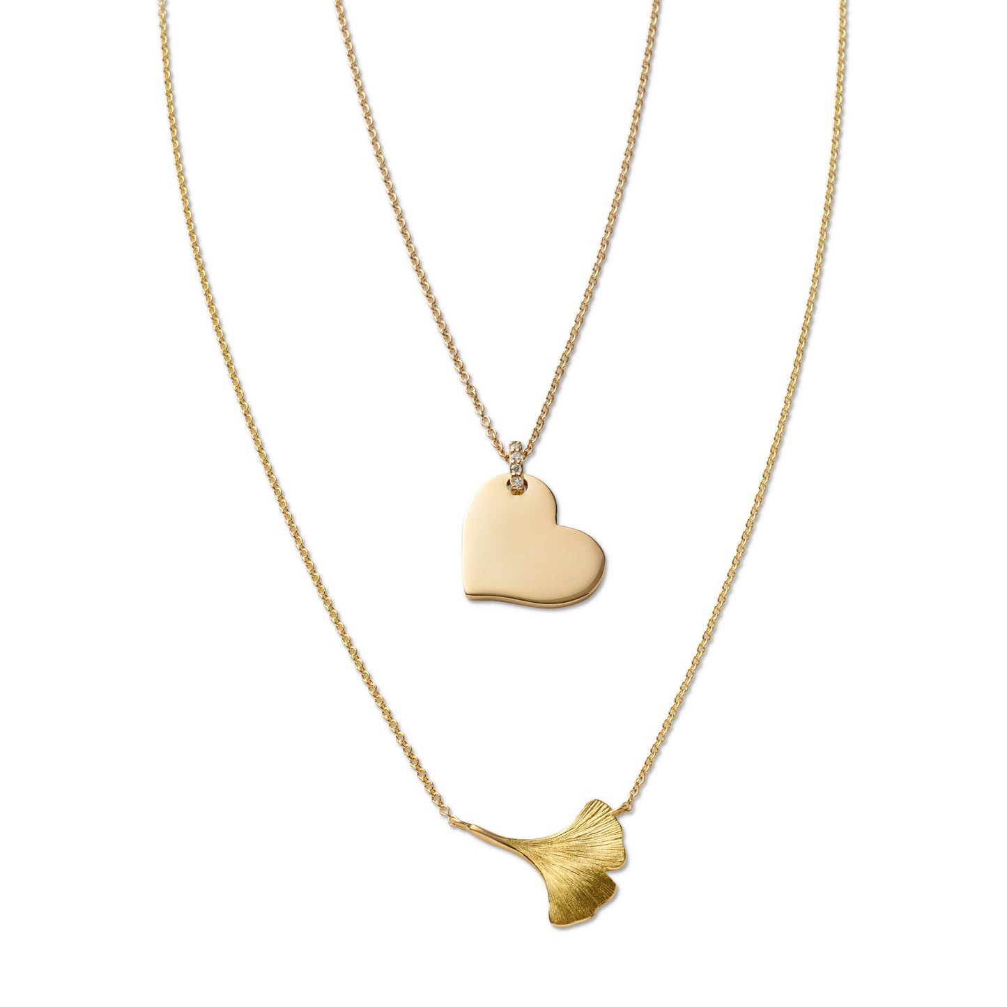Gold Heart & Diamond Pendant Necklace