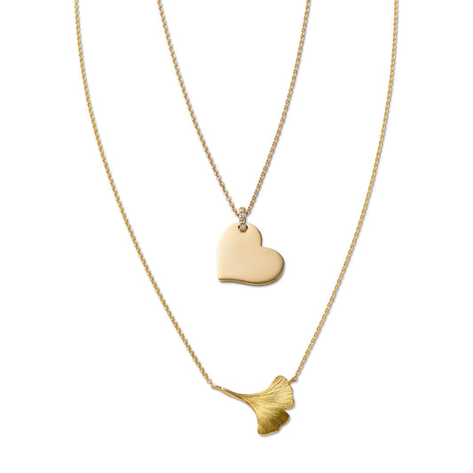 Gold Heart & Diamond Pendant Necklace