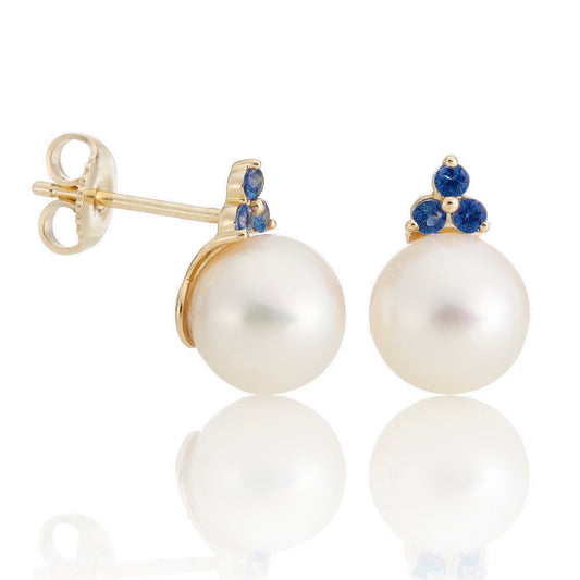 Madison Earrings in Pearls & Sapphires