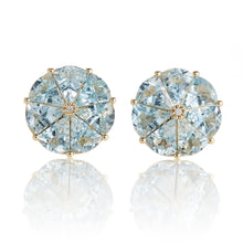 Gump's Signature Pinwheel Earrings in Aquamarine & Diamonds