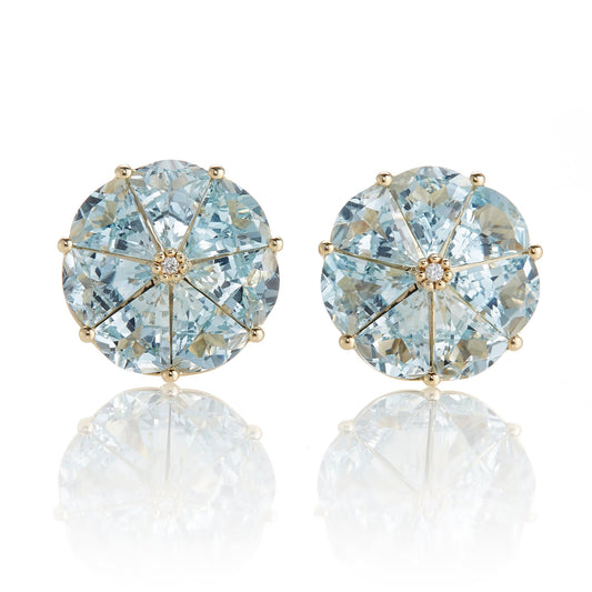 Gump's Signature Pinwheel Earrings in Aquamarine & Diamonds