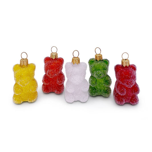 Frosted Gummy Bear Ornaments, Set of 5