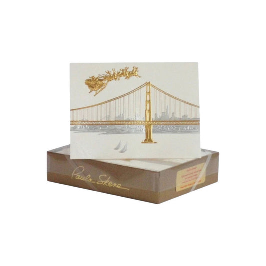 Paula Skene San Francisco Skyline with Santa Note Cards, Set of 8