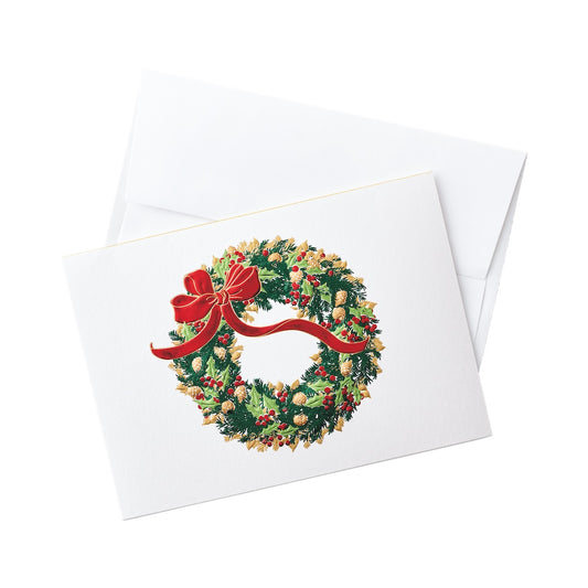 Paula Skene Leaf Wreath Holiday Note Cards, Set of 8