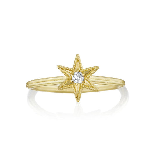 Anthony Lent Six Point Star Ring with Diamond