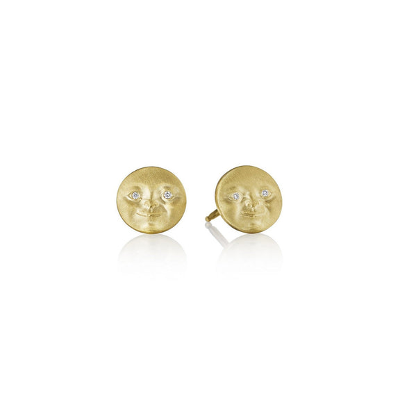 Anthony Lent Small Moonface Stud Earrings