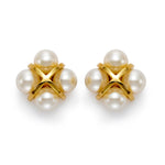 Pearl & Gold Cross Earrings