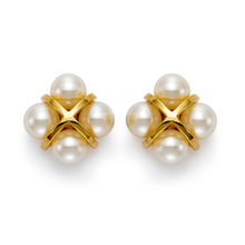 Pearl & Gold Cross Earrings