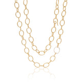 Gold & Diamond Oval Link Long Necklace