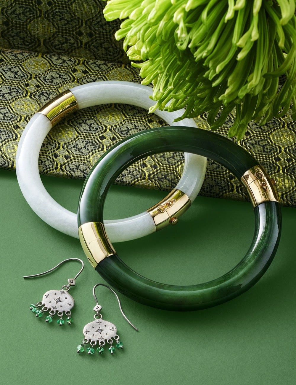 Pacific Bangle in Green Nephrite Jade