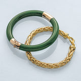 Pacific Bangle in Green Nephrite Jade