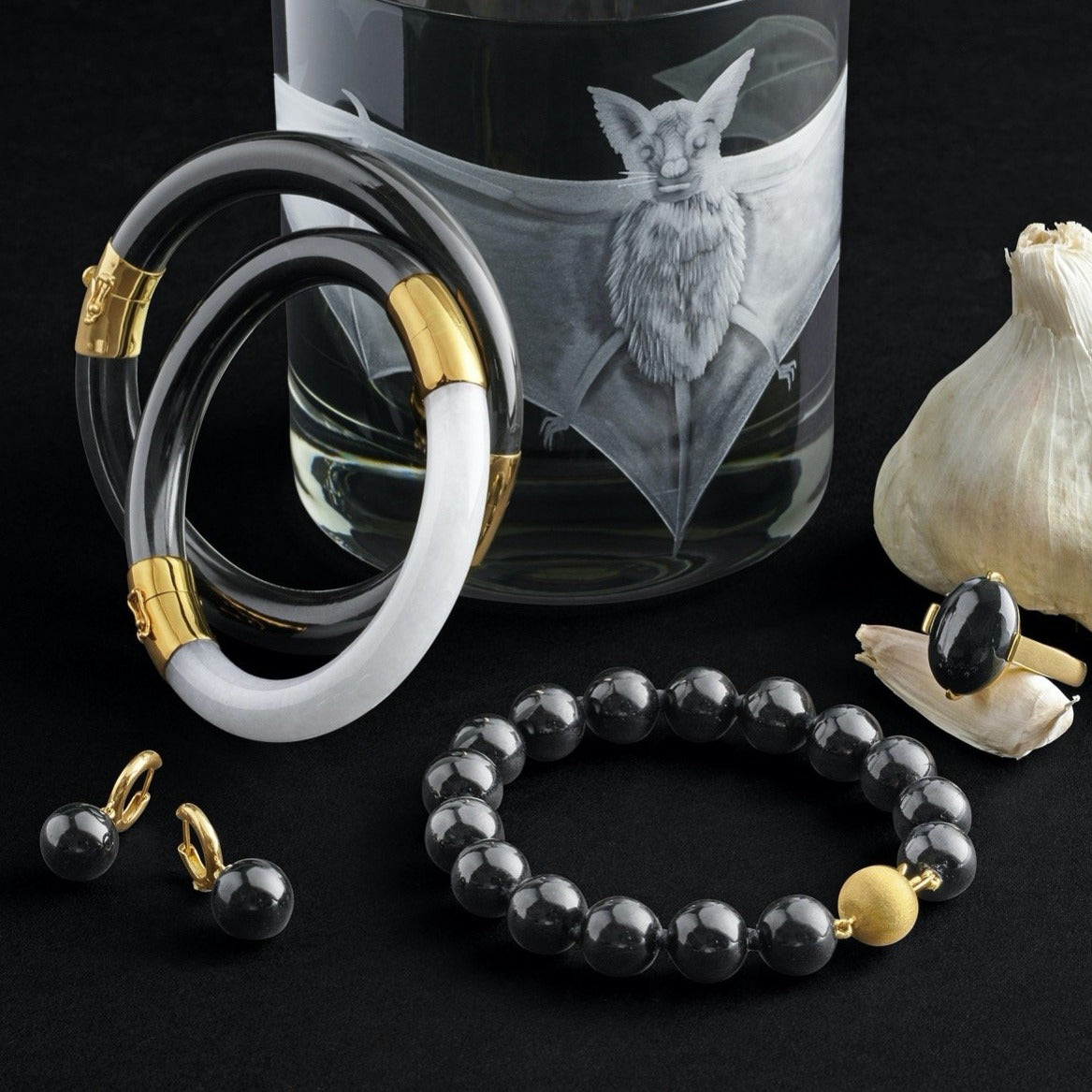 Diana Ring in Black Nephrite Jade