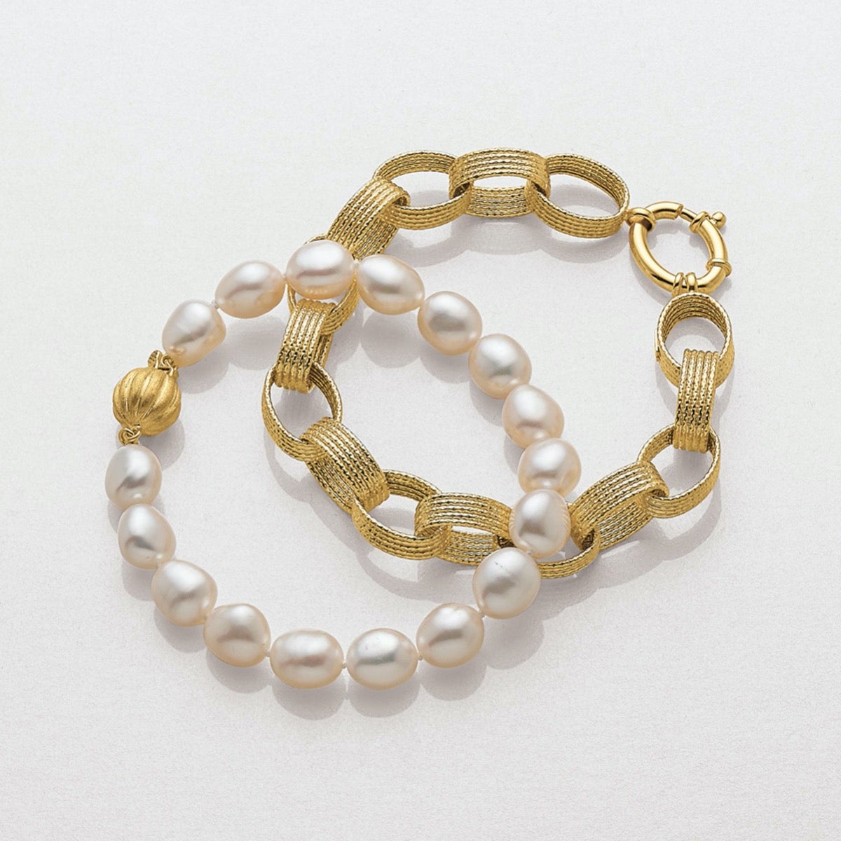 Baroque White Pearl & Gold Bracelet