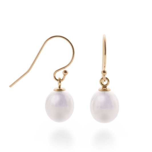 Petite White Pearl Drop Earrings