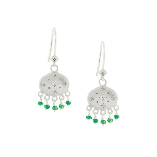 Adel Chefridi Emerald & Diamond New Moon Earrings