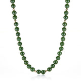 10mm Green Nephrite Jade & Gold Rope Necklace