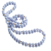 Gump's Signature Blue Lace Agate & Gold Bead Necklace