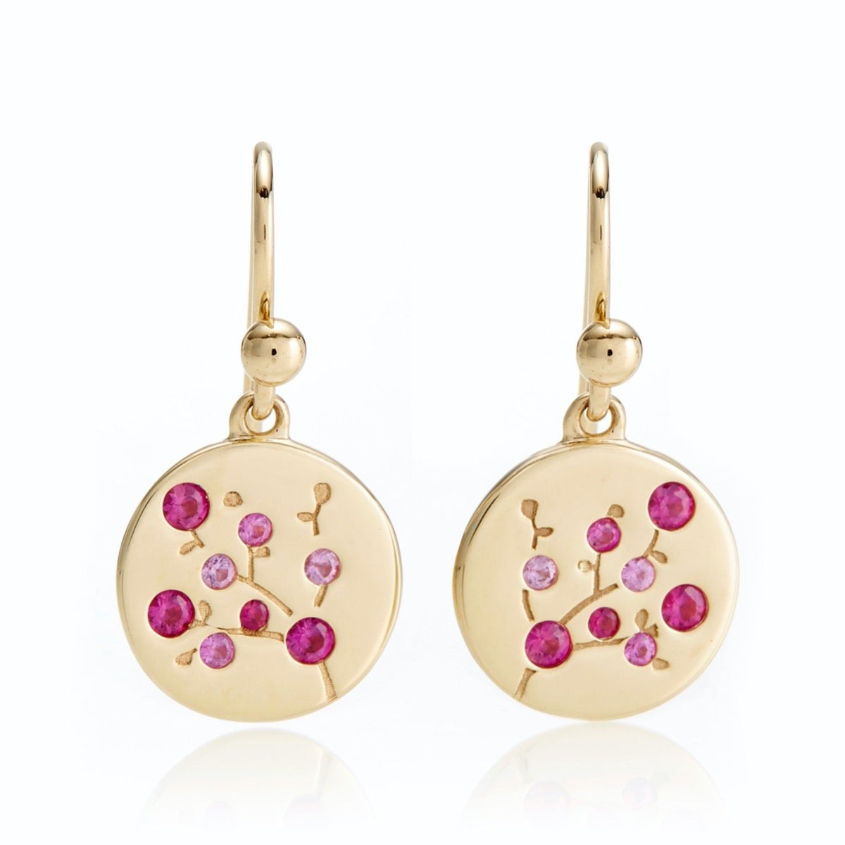 Gump's Signature Pink Sapphire Cherry Blossom Earrings