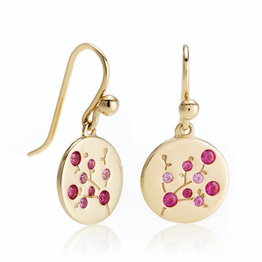 Pink Sapphire Cherry Blossom Earrings