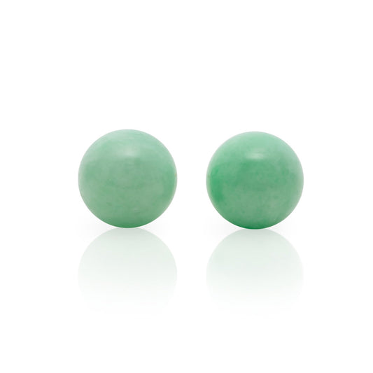 10mm Apple Green Jade Bead Earrings