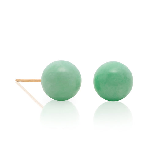 Gump's Signature 10mm Apple Green Jade Bead Earrings