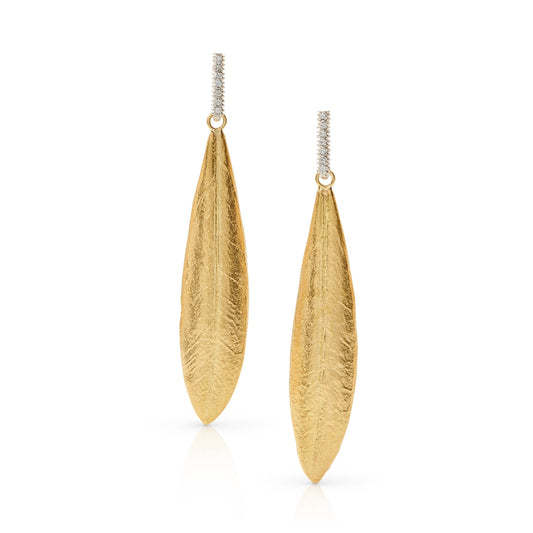 Aaron Henry Olive Leaf & Diamond Earrings