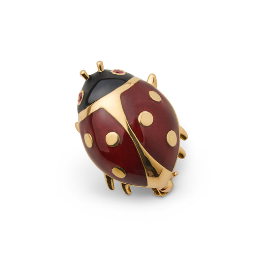 Gold & Ruby Enamel Ladybug Pin