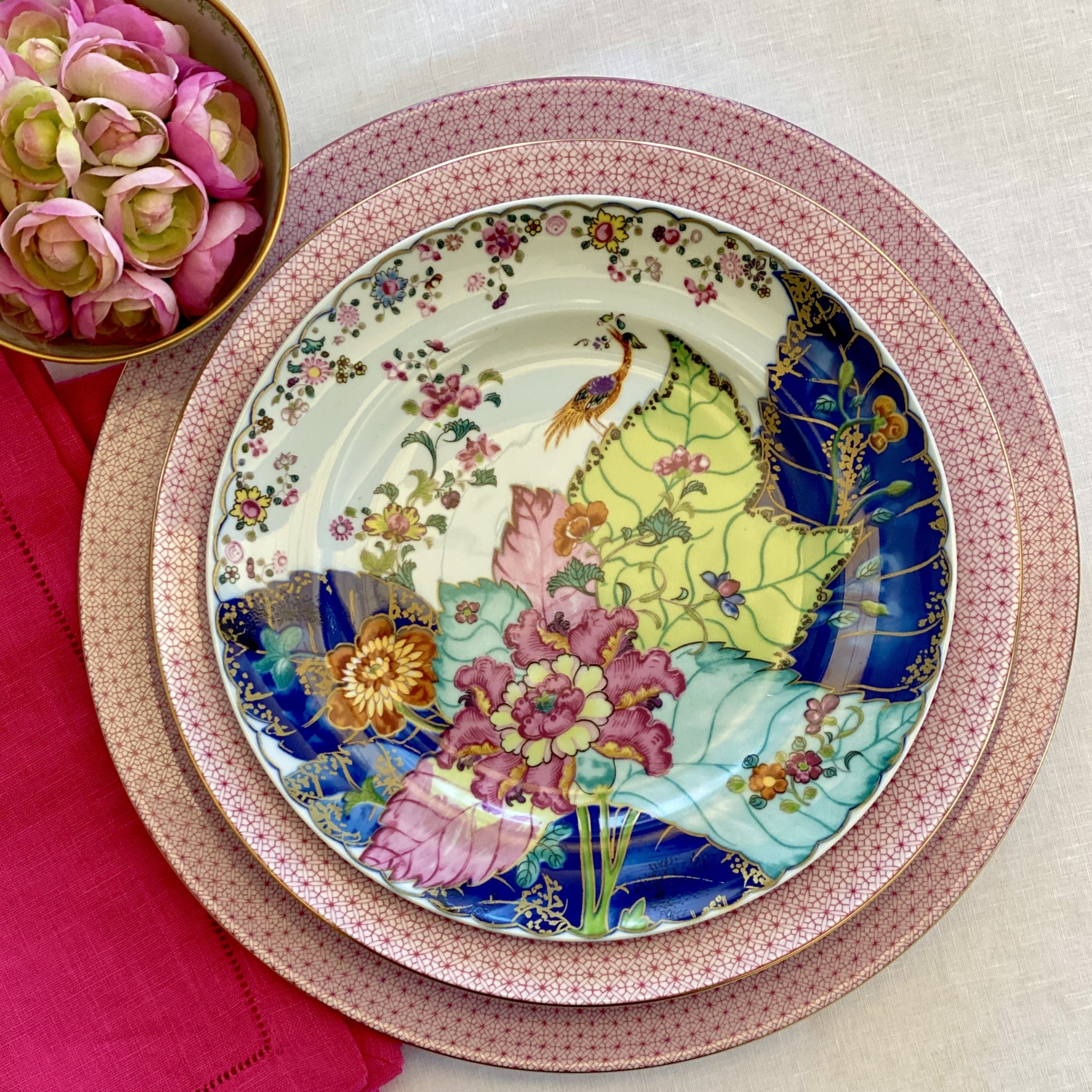 tobacco leaf tin plate Inspired one of the most prized of Chinese Export patterns Mottahedeh Tobacco Leaf 5 Piece