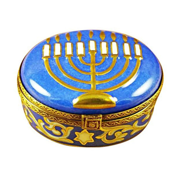 Blue Menorah Oval Limoges