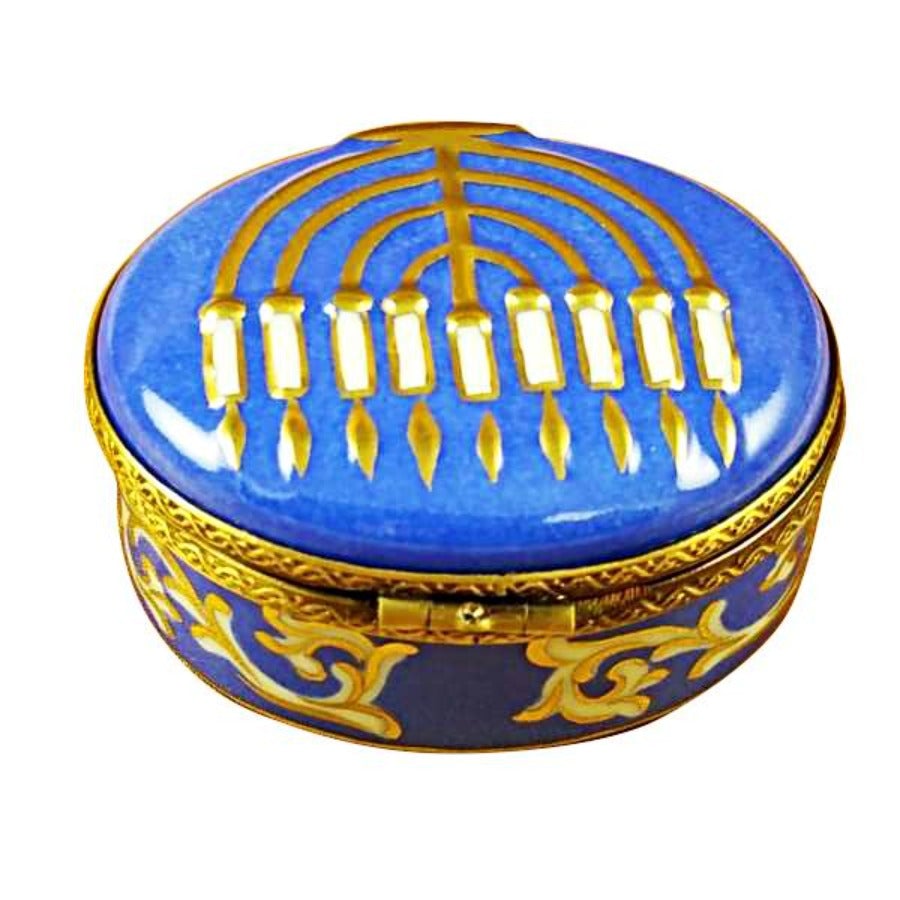 Blue Menorah Oval Limoges