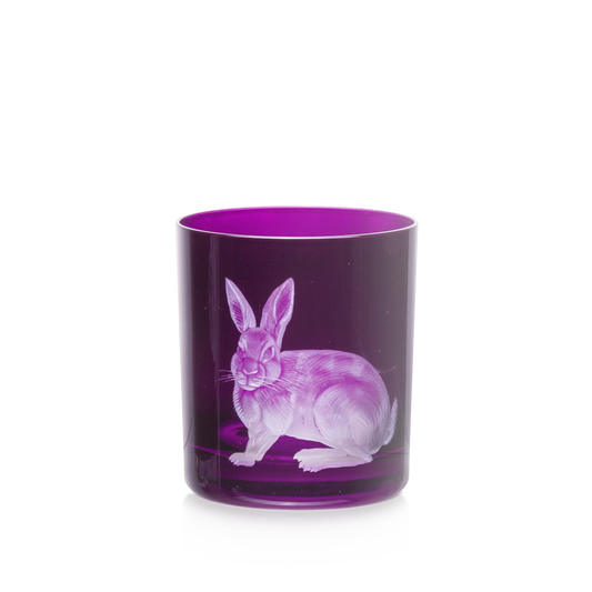 Artel Barnyard Double Old-Fashioned Glass, Purple Rabbit