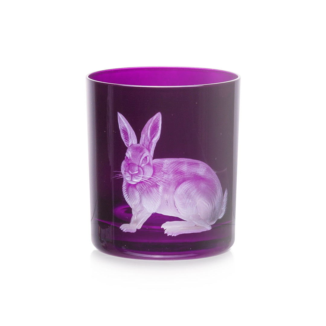 Artel Barnyard Double Old-Fashioned Glass, Purple Rabbit