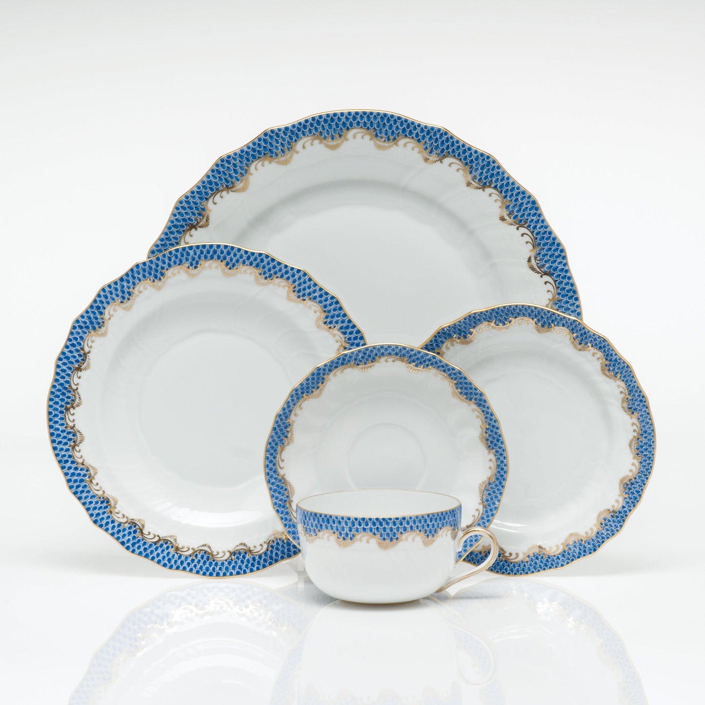 Fish Scale Canton Tea Saucer, Blue