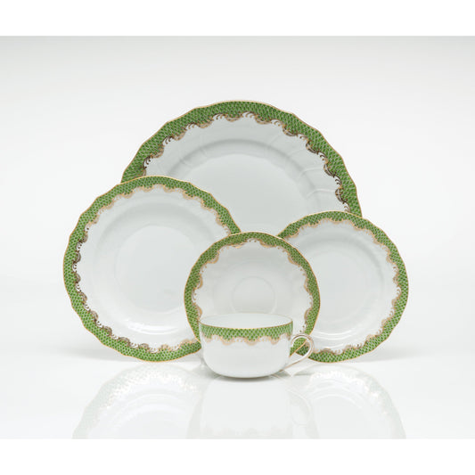 Fish Scale Canton Tea Saucer, Evergreen