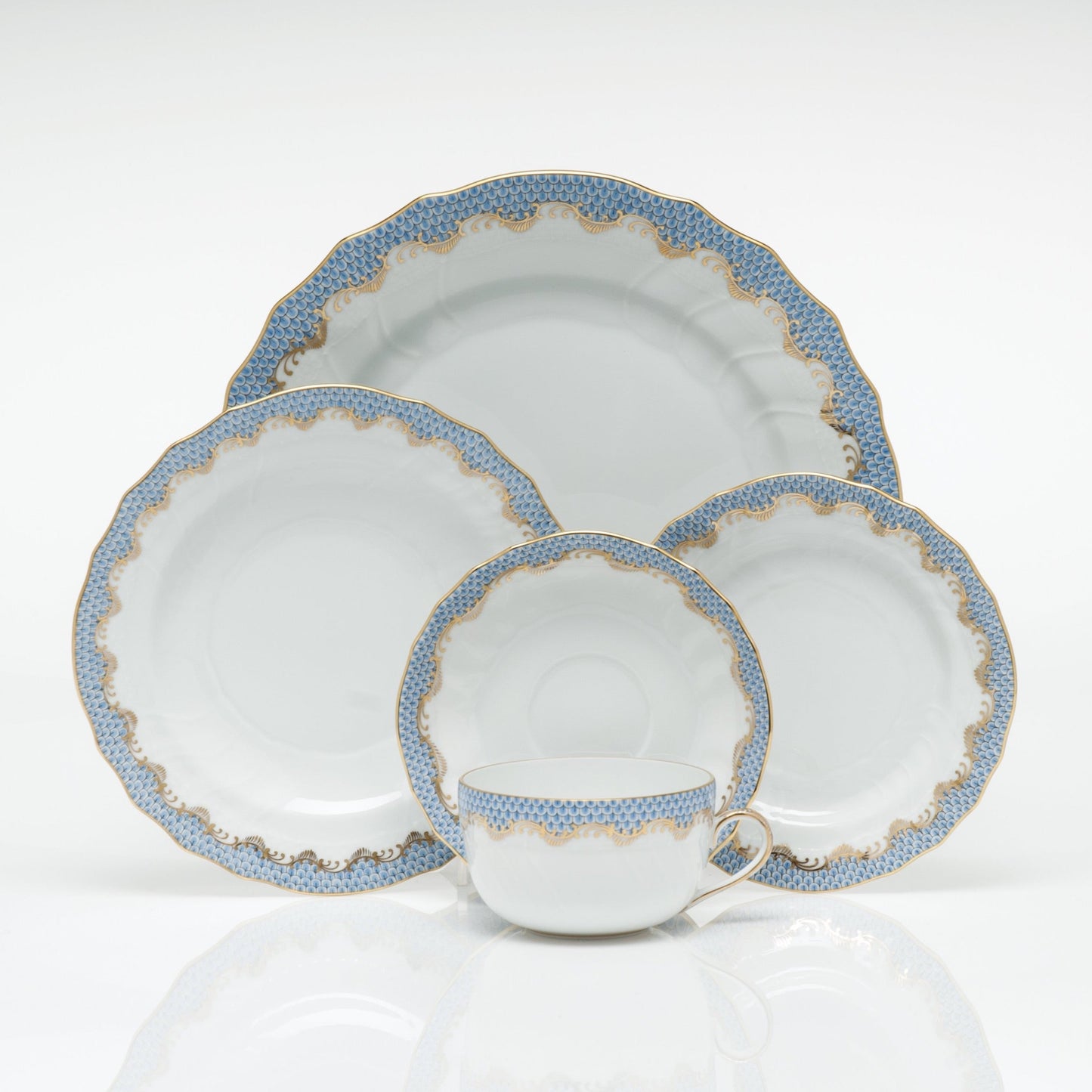 Fish Scale Dessert Plate, Light Blue