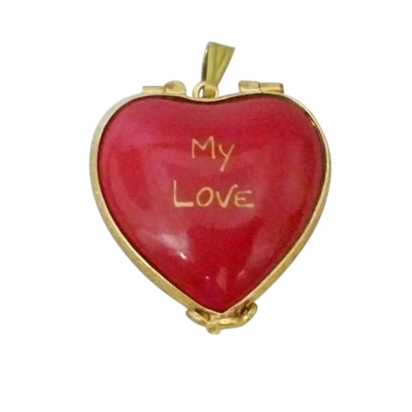 'My Love' Heart Limoges Pendant
