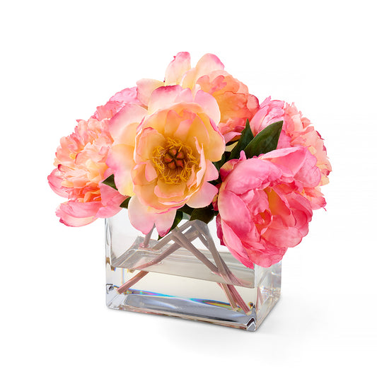 Peonies in Block Vase