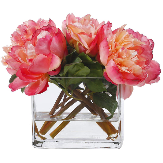 Peonies in Block Vase