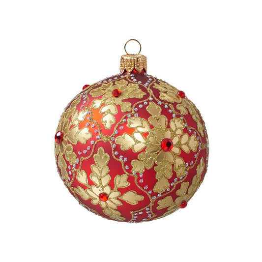 Regal Gold on Red Ball Ornament