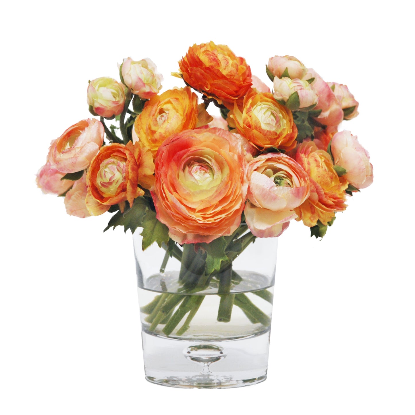 Mixed Ranunculus in Glass Vase