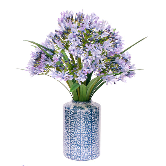 Agapanthus In Antique Tile Vase