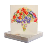 Paula Skene Orange & Blue Floral Note Cards, Set of 8
