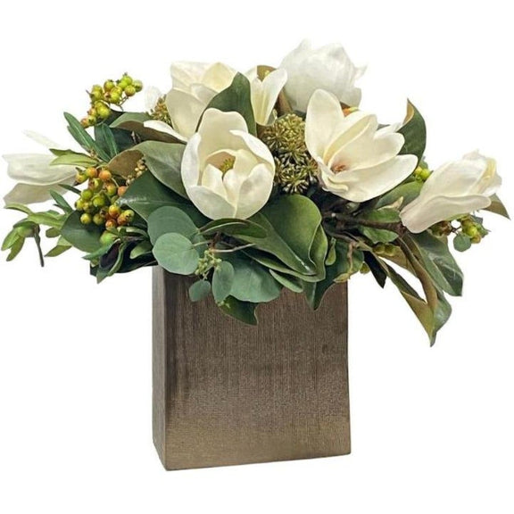 Magnolia Blossoms in Ceramic Vase