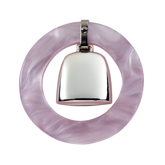 Salisbury Pink Teething Ring with Sterling Silver Rattle