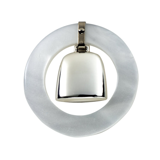 Salisbury White Teething Ring with Sterling Silver Rattle