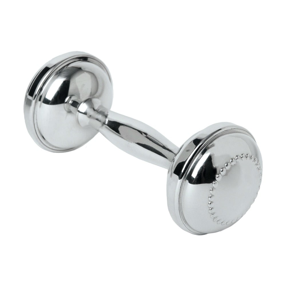 Bumble Rattle Pewter Dumbbell Rattle with Beading – Gump's