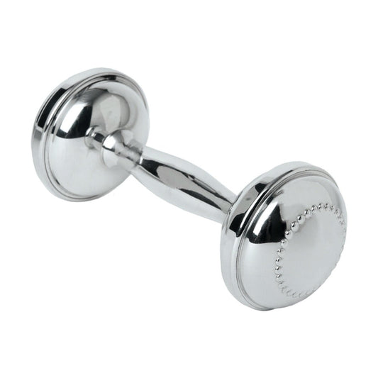 Salisbury Pewter Dumbbell Rattle with Beading