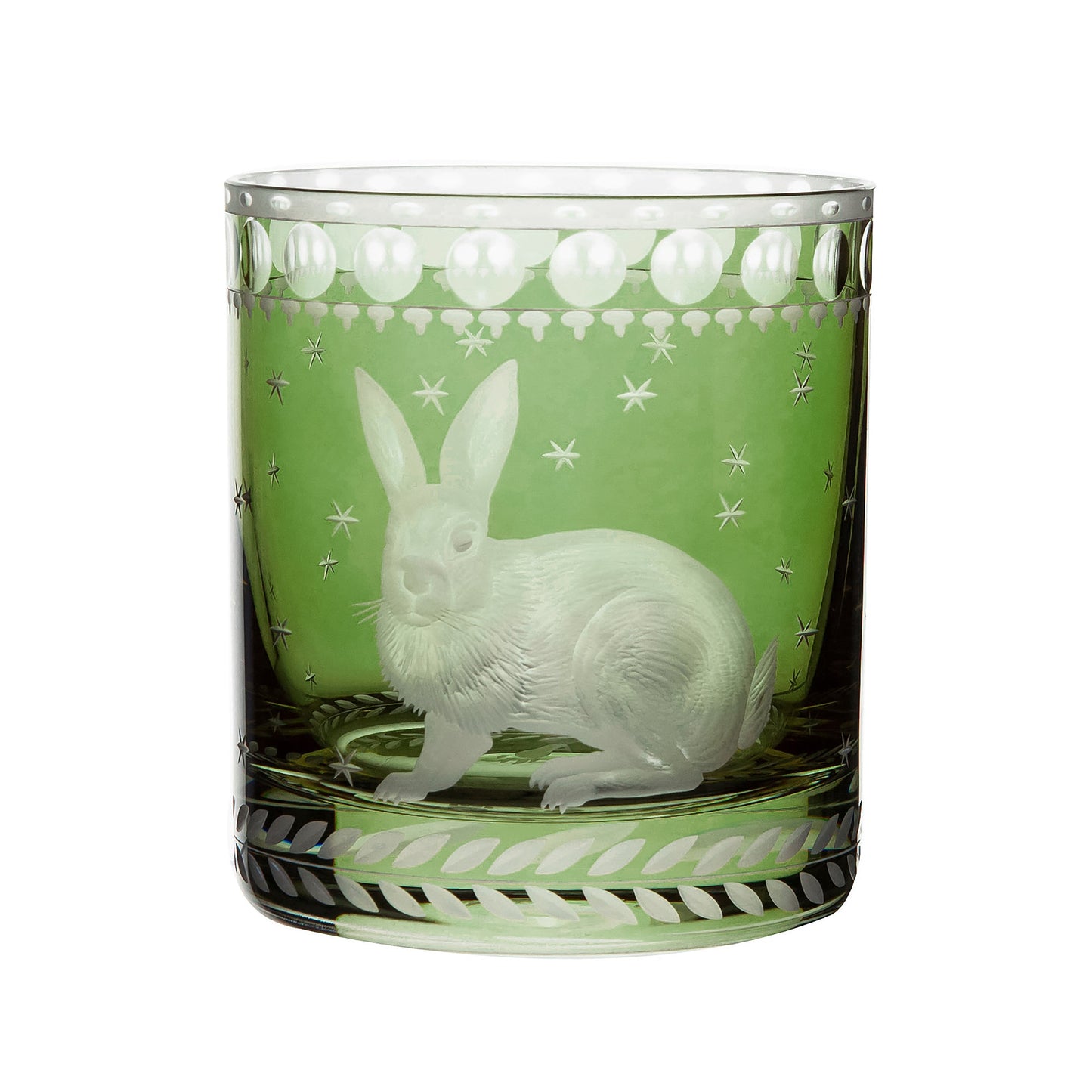 Artel Staro Barnyard Rabbit Double Old-Fashioned Glass, Green